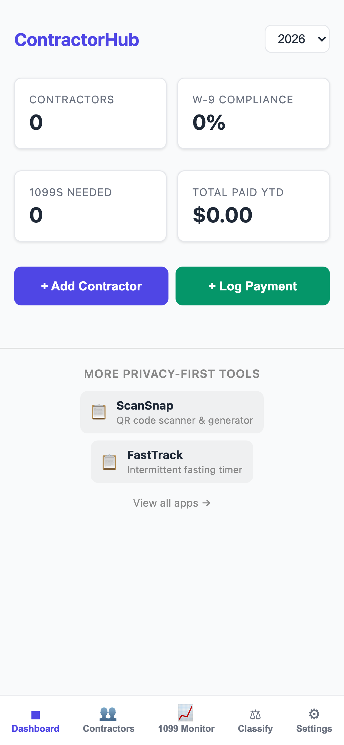 Journeyman Logger - Apprentice Hours Pro main interface